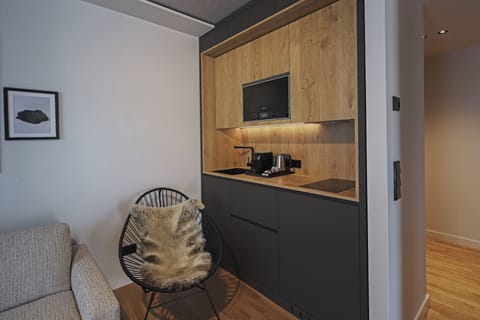 Deluxe Studio | Private kitchen | Full-size fridge, microwave, stovetop, dishwasher