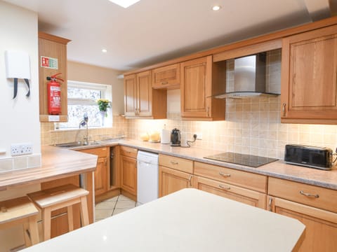 Fridge, dishwasher, electric kettle, toaster