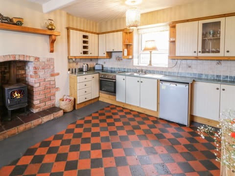 Fridge, dishwasher, electric kettle, toaster