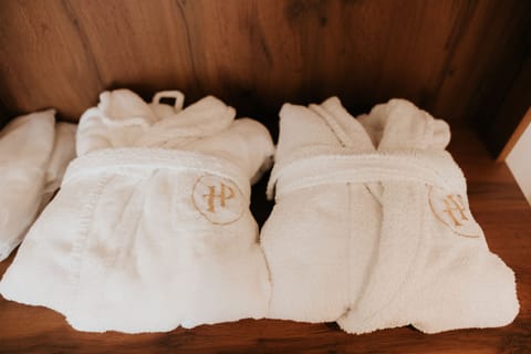 Shower, free toiletries, hair dryer, bathrobes