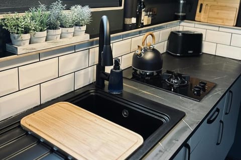 Fridge, oven, stovetop, electric kettle