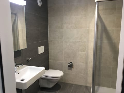 Shower, hair dryer, slippers, heated floors