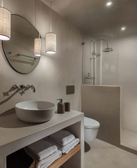 Junior Suite | Bathroom | Shower, rainfall showerhead, designer toiletries, hair dryer
