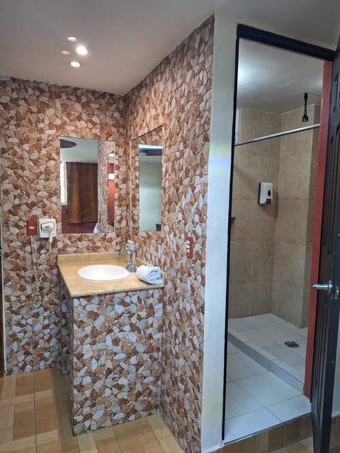 Family Room | Bathroom | Shower, rainfall showerhead, towels, toilet paper