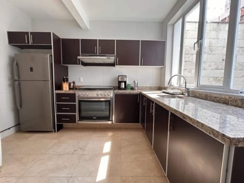 Deluxe Apartment | Private kitchen | Full-size fridge, microwave, oven, stovetop