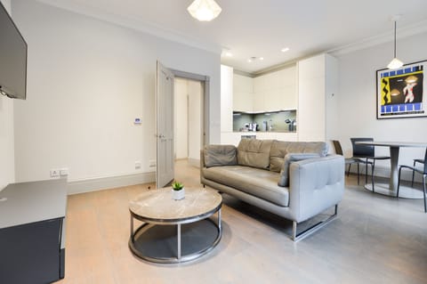 Soho Deluxe 1 Bedroom Apartment | Living area | Flat-screen TV, heated floors