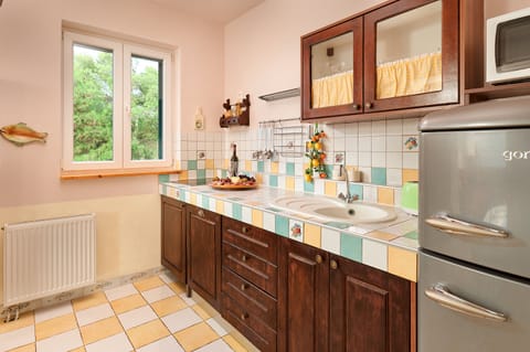 Classic Apartment | Private kitchen | Fridge, microwave, oven, stovetop