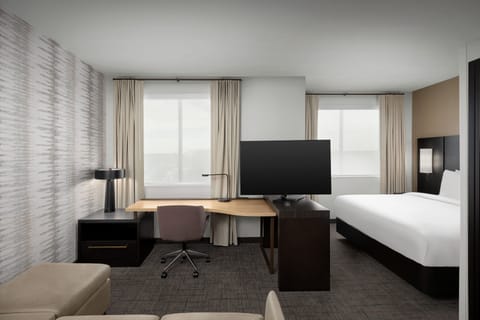 Premium bedding, desk, blackout drapes, iron/ironing board