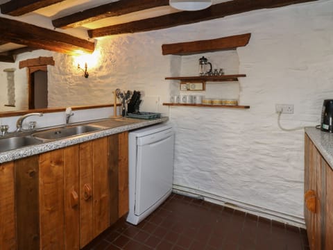 Fridge, dishwasher, electric kettle, cookware/dishes/utensils