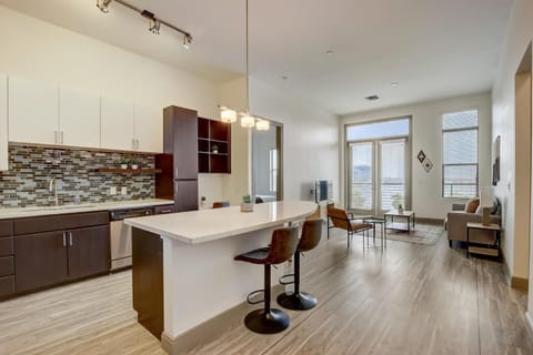 Apartment | Private kitchen | Fridge, microwave, oven, stovetop