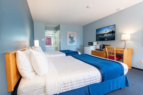 Standard Room, 2 Queen Beds | Desk, laptop workspace, blackout drapes, iron/ironing board