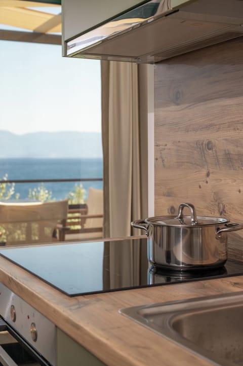 Family Apartment, 2 Bedrooms, Sea View | Private kitchen | Mini-fridge, oven, stovetop, coffee/tea maker