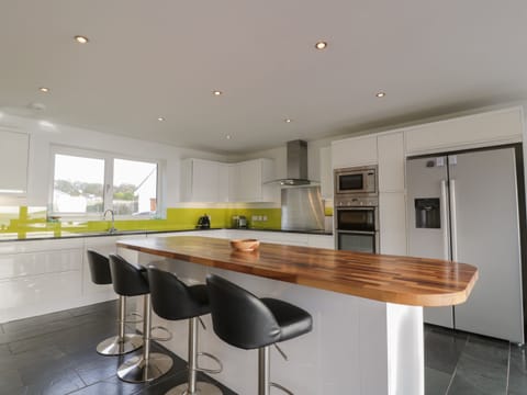 Fridge, electric kettle, toaster, cookware/dishes/utensils