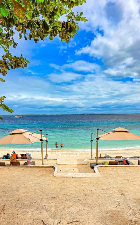 On the beach, white sand