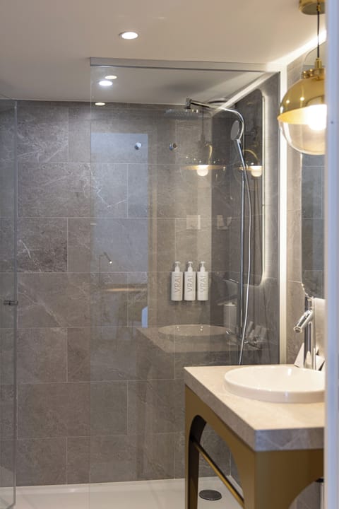 Eco-friendly toiletries, hair dryer, towels, soap