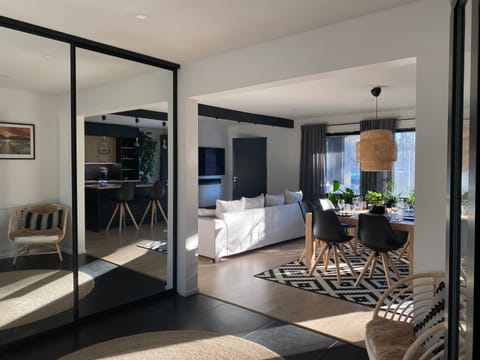 Villa | Living area | 55-inch Smart TV with cable channels, Netflix, heated floors