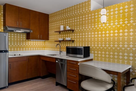 Studio, 1 King Bed with Sofa bed | Private kitchen | Full-size fridge, microwave, stovetop, dishwasher