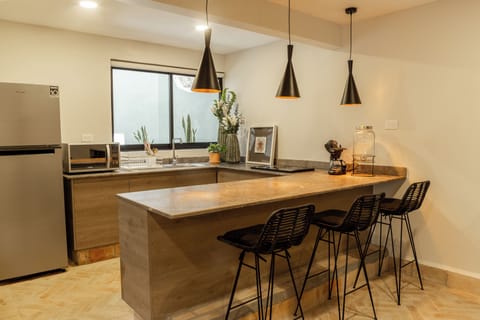 Deluxe Apartment, 2 Bedrooms, Kitchen, City View | Private kitchen | Full-size fridge, microwave, toaster, griddle