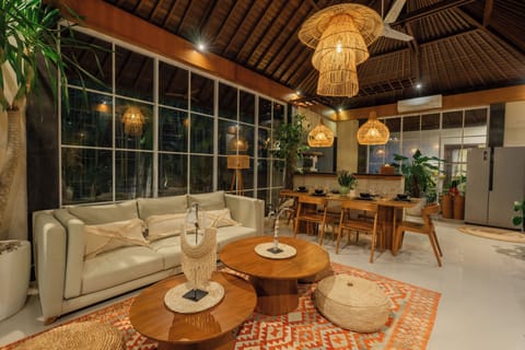 Family Villa, Private Pool | Living area | 55-inch Smart TV with digital channels, Netflix, streaming services