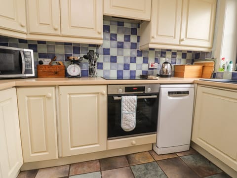 Fridge, dishwasher, electric kettle, toaster