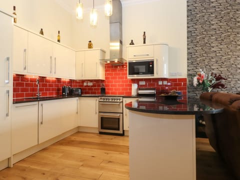 Fridge, dishwasher, electric kettle, toaster