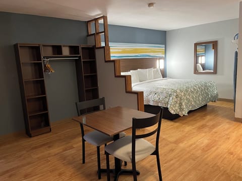 Desk, blackout drapes, iron/ironing board, free WiFi