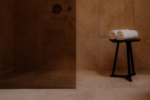 Hair dryer, bathrobes, towels, soap