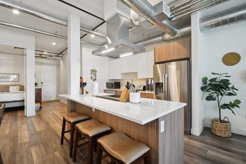 Condo, Multiple Beds, Patio, City View ((R02) 3198 Blake St. Unit 203) | Private kitchen | Fridge, microwave, oven, stovetop