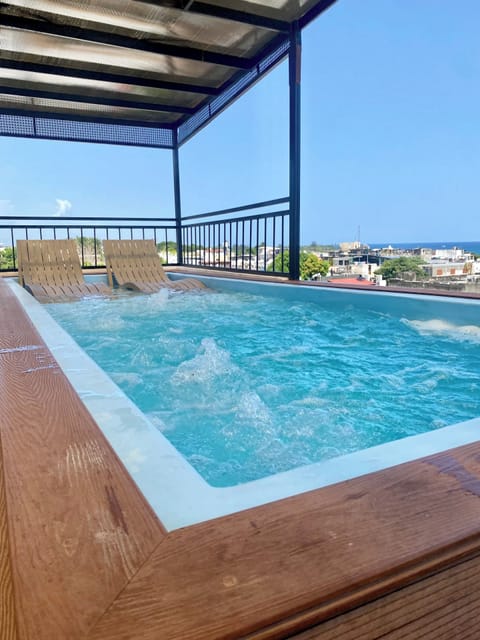 Outdoor pool, sun loungers