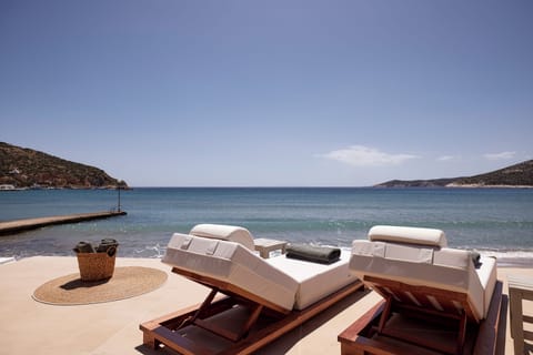 On the beach, white sand, beach towels
