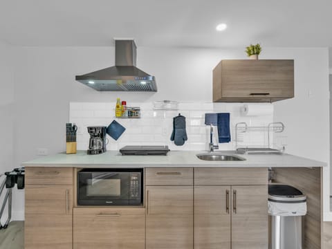 Luxury Apartment, Lake View | Private kitchen | Fridge, microwave, stovetop, coffee/tea maker