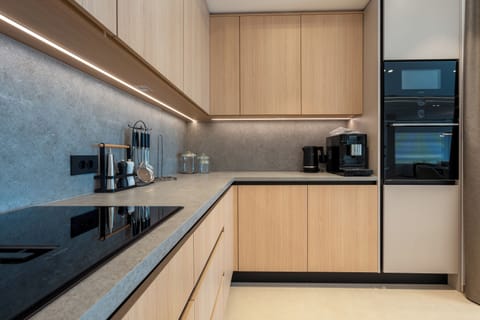 Deluxe Villa | Private kitchen | Full-size fridge, espresso maker, electric kettle