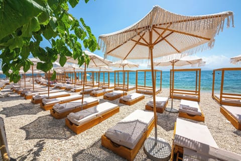 Private beach, beach cabanas, sun loungers, beach umbrellas