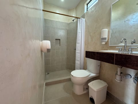 Shower, rainfall showerhead, eco-friendly toiletries, soap