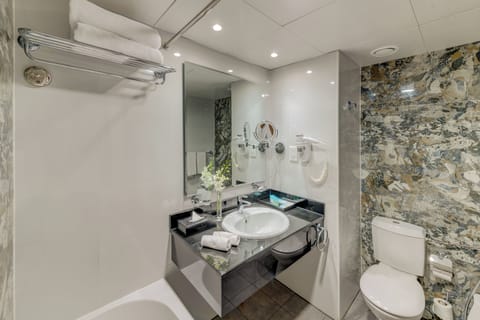 Shower, free toiletries, hair dryer, slippers