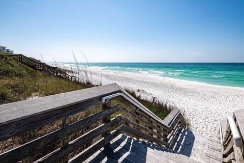 On the beach, white sand