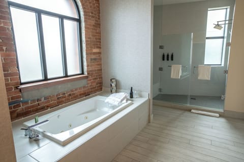 Shower, hair dryer, bathrobes, towels