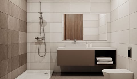 Twin Room | Bathroom | Shower, free toiletries, hair dryer, towels