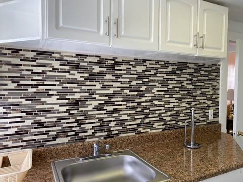 Standard Apartment, 2 Bedrooms, City View (No Topsheet / Towels / Paper Products) | Private kitchen | Full-size fridge, microwave, oven, stovetop