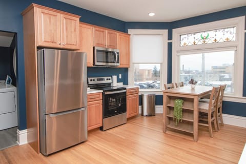 One Bedroom Apartment Unit 3 | Private kitchen | Full-size fridge, microwave, oven, stovetop