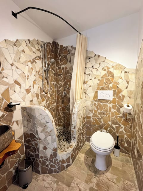 Double Room | Bathroom | Shower, hair dryer, towels, soap