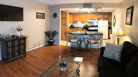 40-inch flat-screen TV with satellite channels, TV