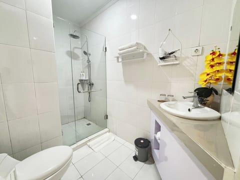 Towels, soap, shampoo, toilet paper