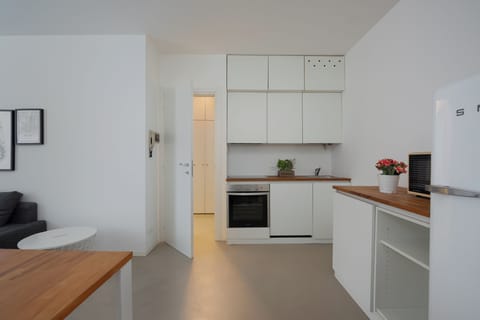 Apartment | Private kitchen | Fridge, microwave, oven, stovetop