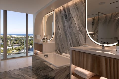 Presidential Suite | Bathroom | Rainfall showerhead, designer toiletries, hair dryer, bathrobes