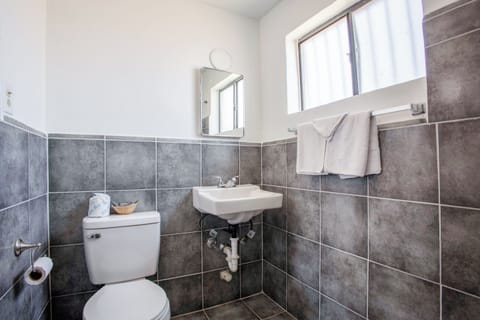 Shower, free toiletries, towels