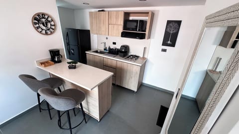Fridge, microwave, dishwasher, griddle