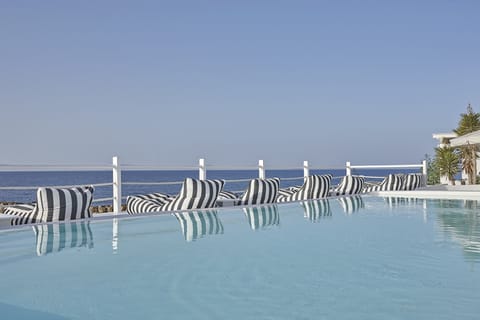 Indoor pool, outdoor pool, pool umbrellas, sun loungers