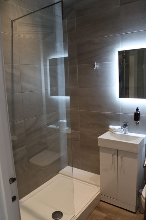 Twin Room | Bathroom | Shower, hair dryer, towels, soap