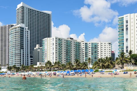 On the beach, white sand